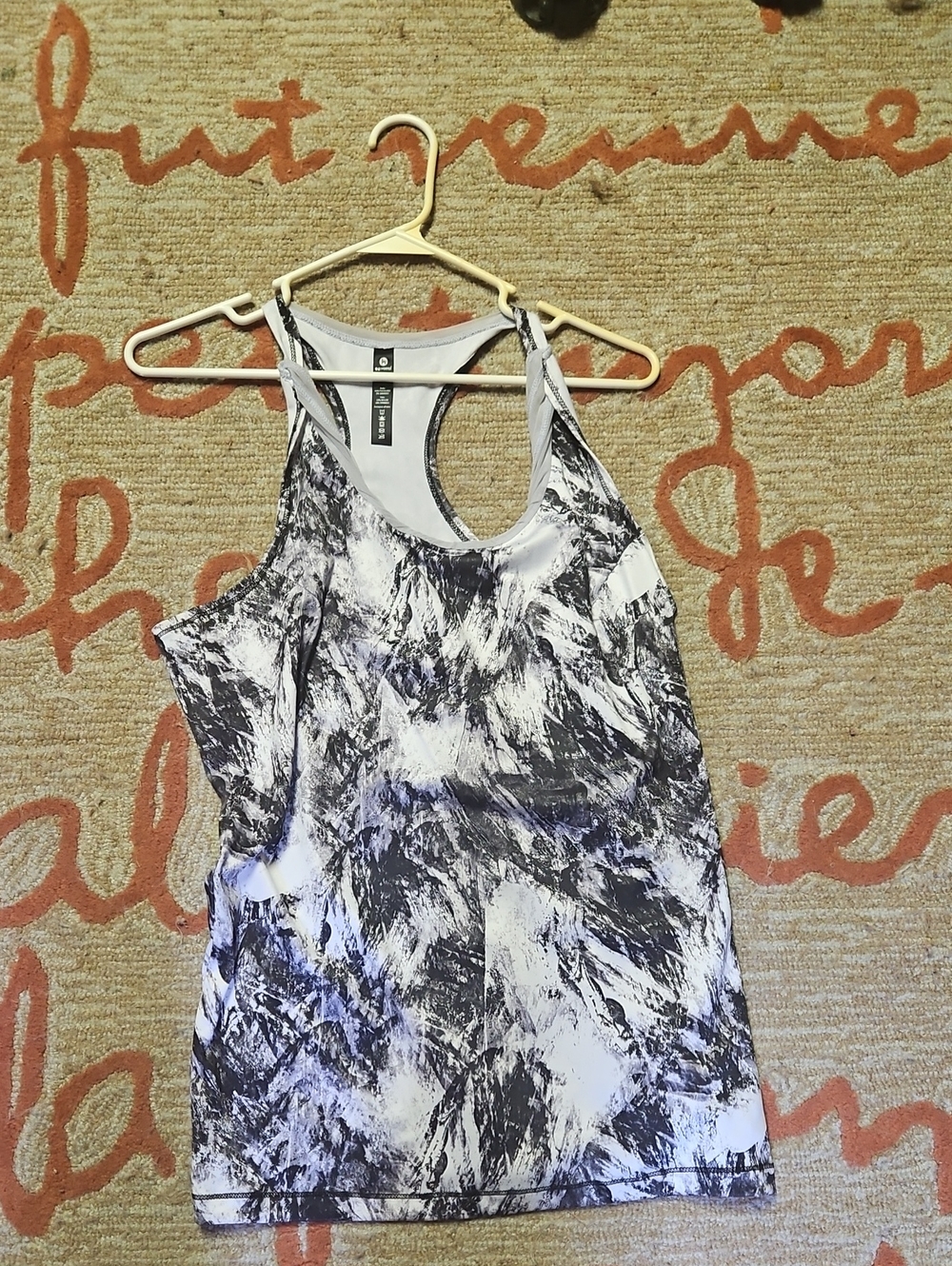 Black and White Marble-Print Racerback Tank